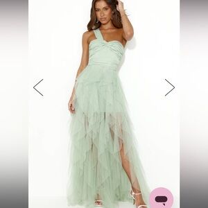 NWT - Hello Molly Extravagance is Me One Shoulder Tulle Maxi Dress Sage